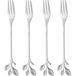 Jogo 4 Garfos Aço Inox Para Aperitivo Leaves Prateado